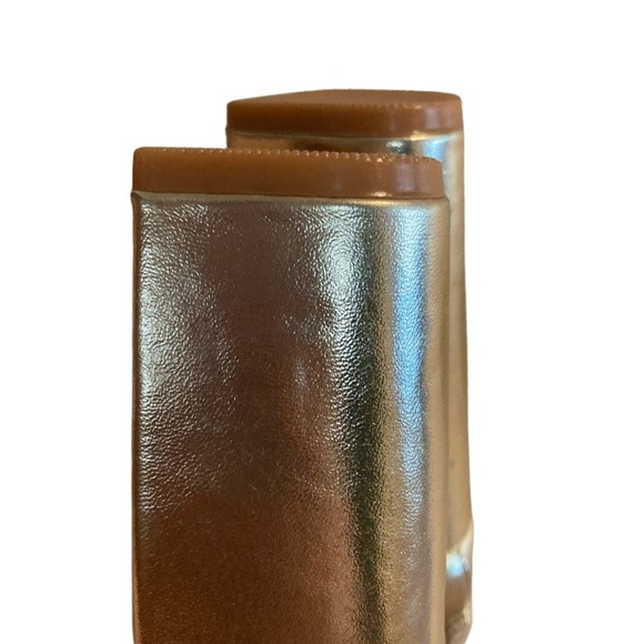 Nicole Miller Metallic Gold Strappy Chunky Heels Size 8 - Picture 8 of 12